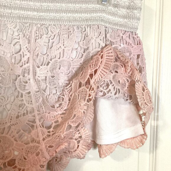 Breeze Over Women's Crochet Shorts Size M Ombre Lined Scalloped Hem Boho Hippie - Picture 5 of 6